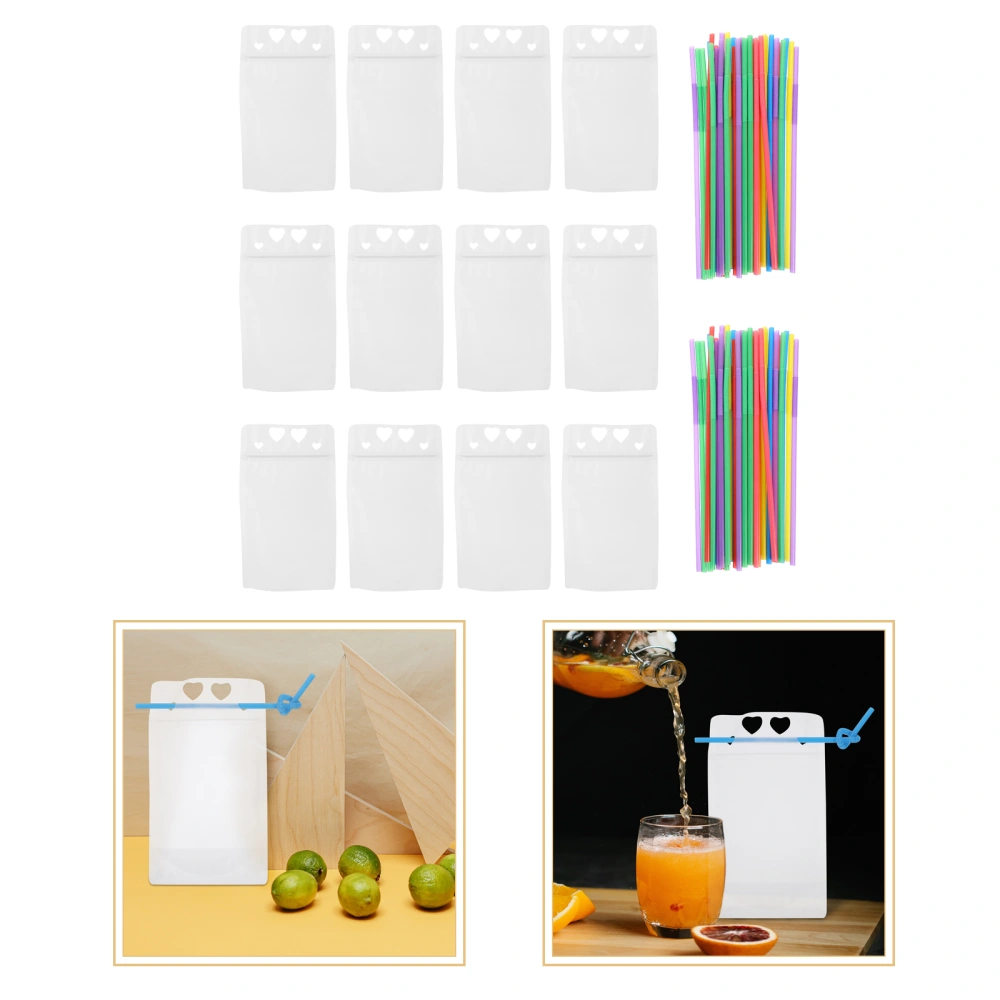 1 Set of Plastic Flasks Transparent Beverage Bags Portable Drinks Pouches Juice Sealing Bags