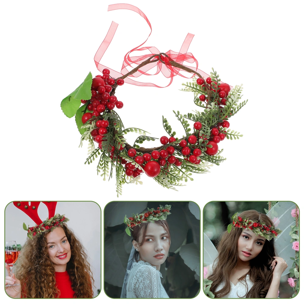 1pc Xmas Garland Headdress Exquisite Headband Xmas Hair Decor Photo Prop