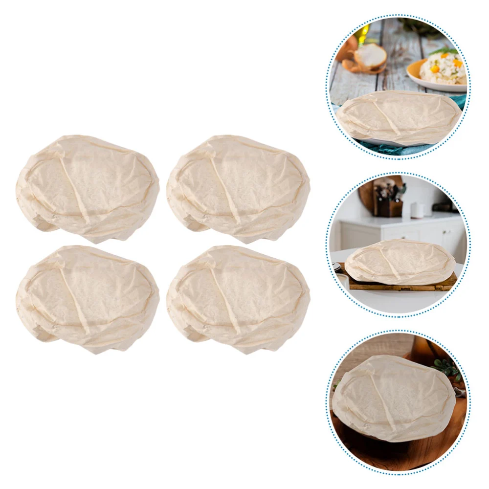 4PCS Simple Bread Basket Cloth Covers Fermentation Basket Liners Baking Supplies