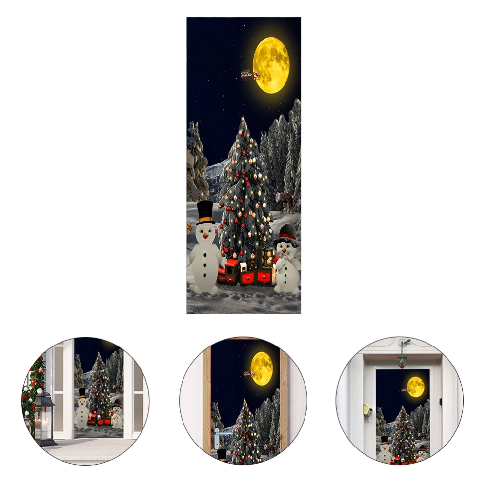 1Pc Christmas Decoration Removable Door Sticker 3D Peel and Stick Wall Decal