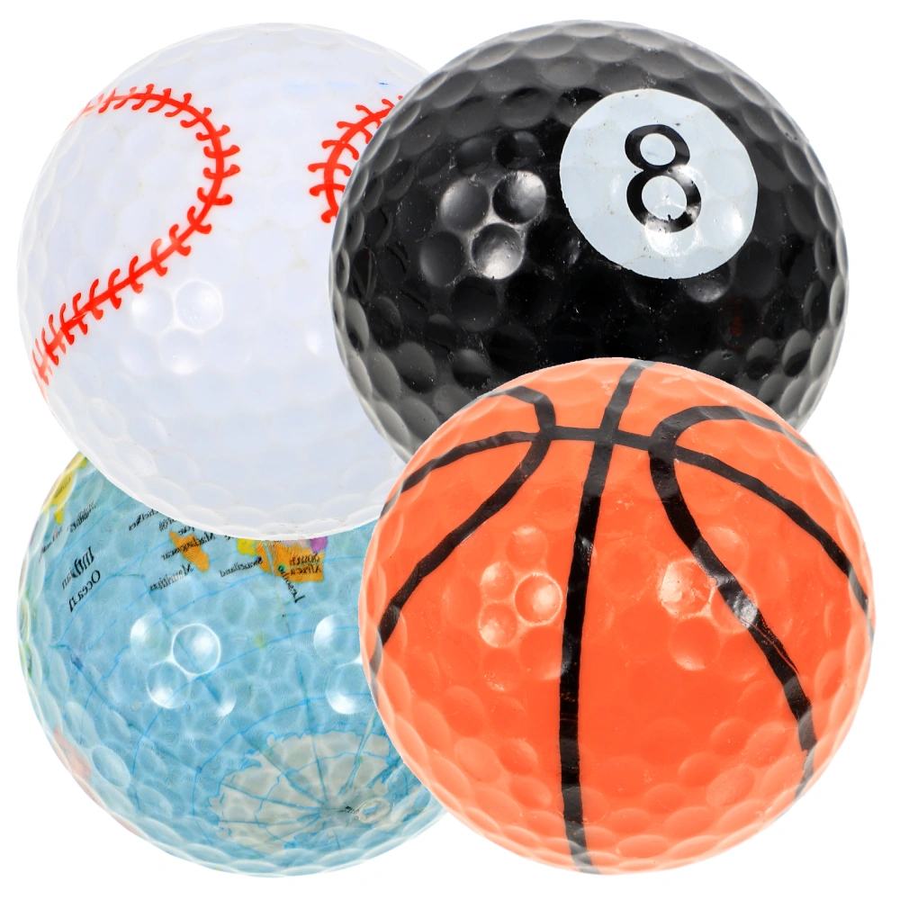 4pcs Golfing Practice Balls Funny Balls for Golfing Training Colored Rubber Golfing Balls