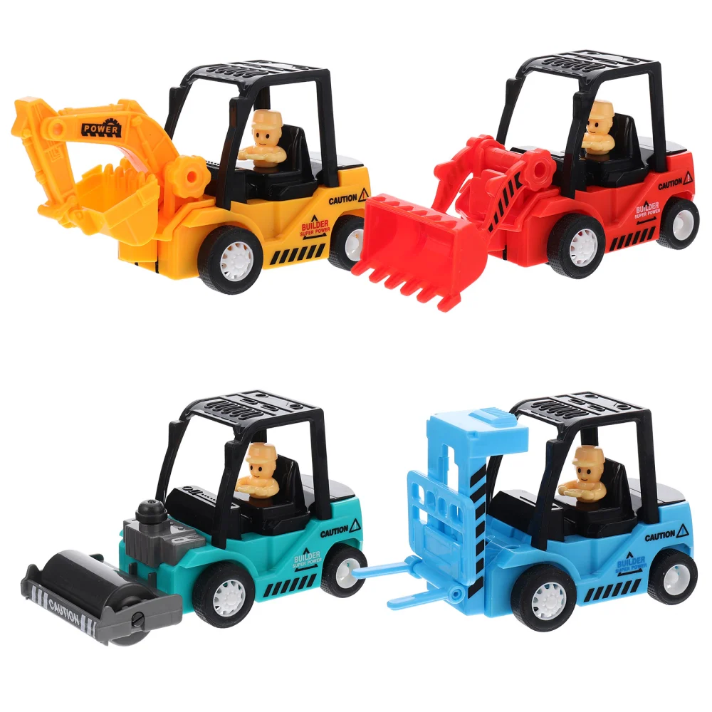 4pcs Engineering Car Toy Pushdozer Building Toys Mechanical Digger Plaything