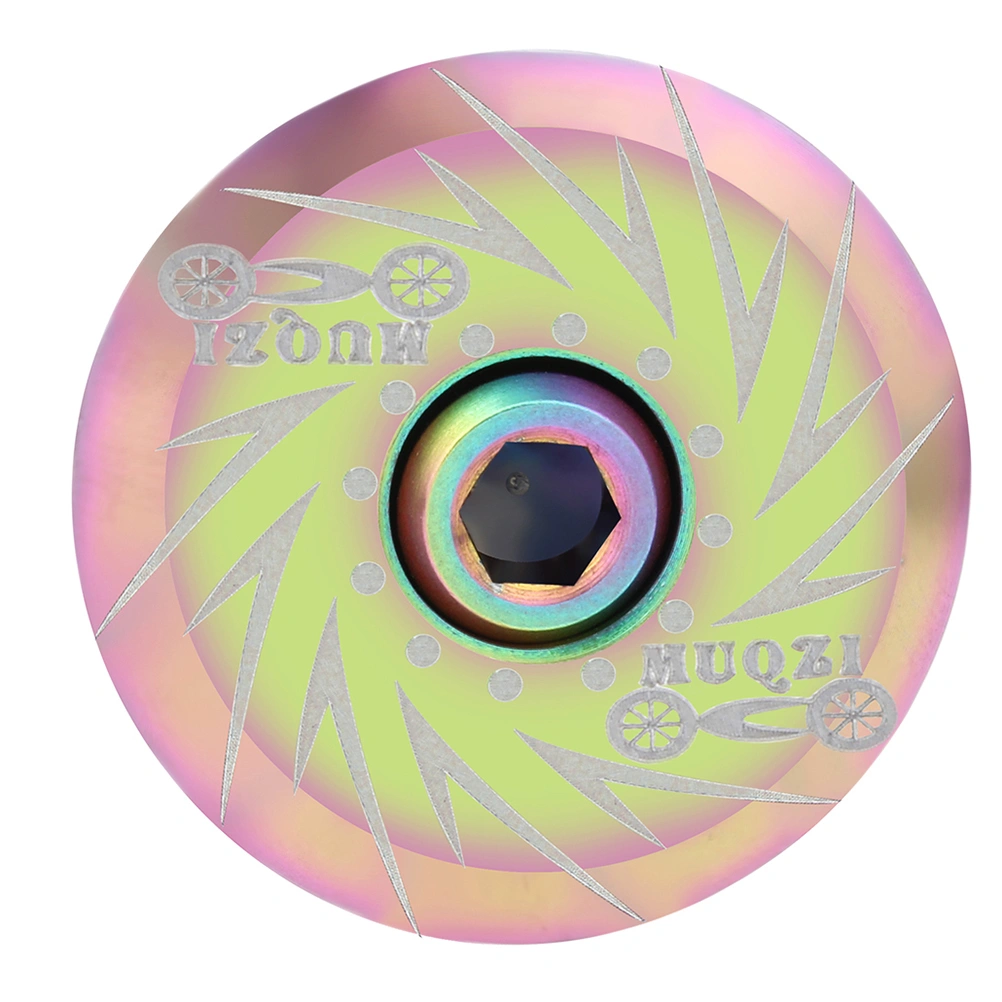Bowl Cover Titanium Alloy 28.6mm Front Fork Handle Stem Cover Mountain Road Fixed Gear Bike Swirl Color with Screw