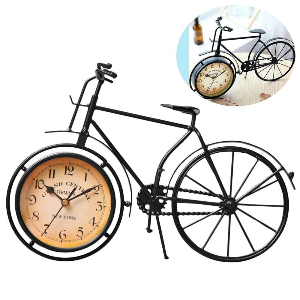 1PC Bike Shape Silence Clock Retro Iron Mute Clock Bedroom Office Desktop Ornaments Without Battery