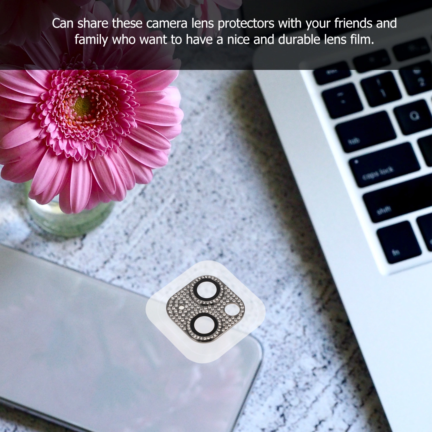 Shiny Rhinestone Phone Lens Cover Lens Decor Camera Protector Compatible for iPhone 13/13mini