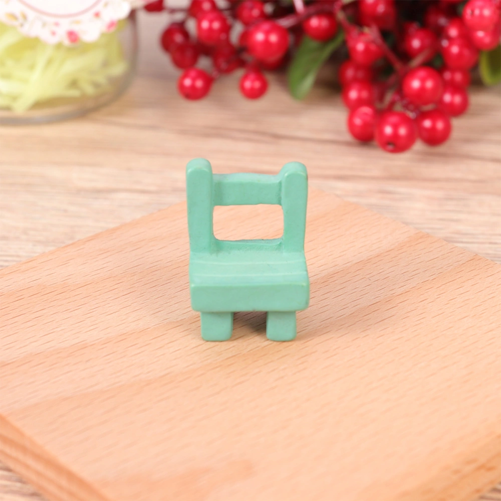 Creative Simulated Resin Stool Chair Desk Miniature Landscape Decors Plant Ornaments for Doll House Sand Plate Green