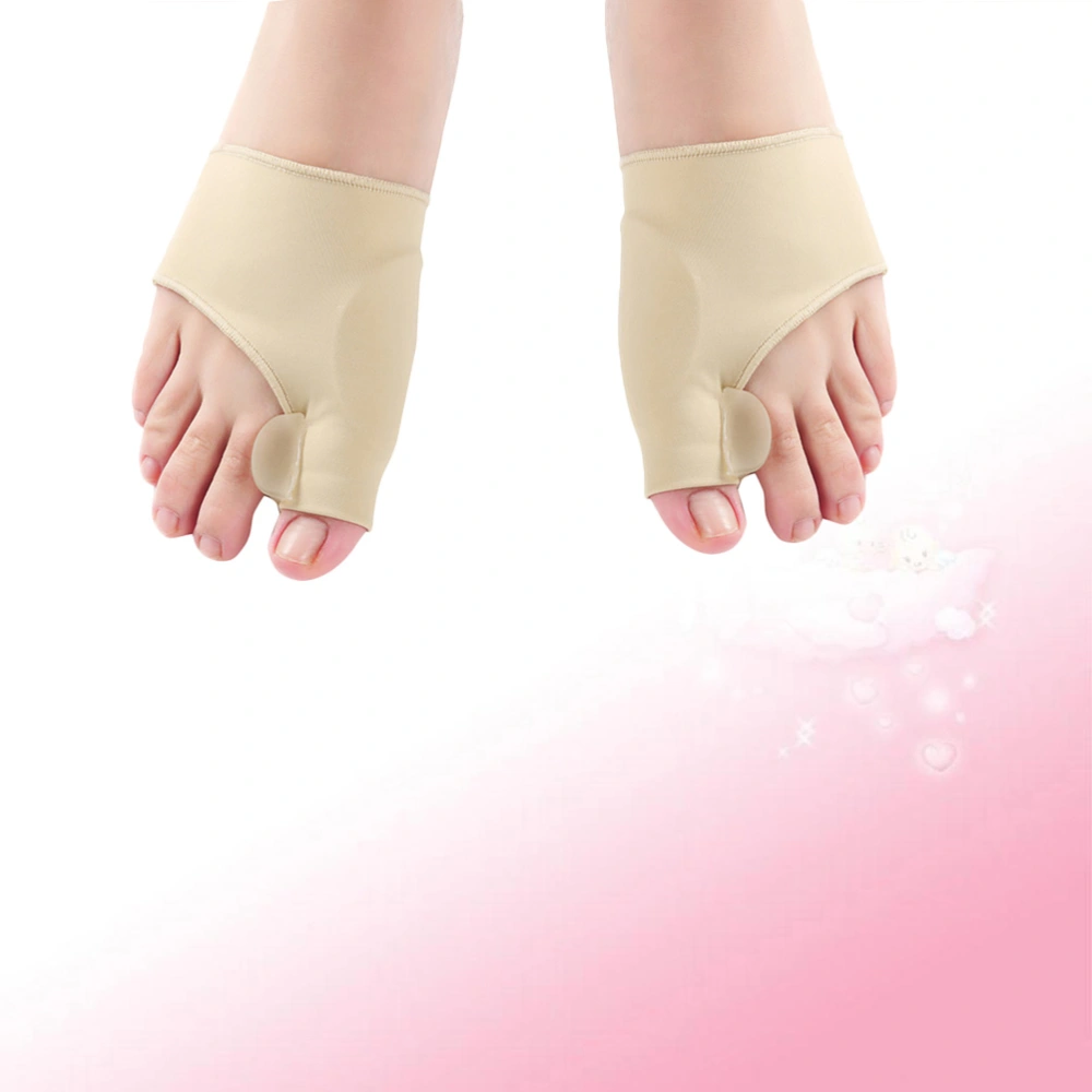 1 Pair Socks Liners Thumb Bunions Protector Ease Foot Pain Gel Hallux Valgus Corrector Big Toe Pedicure Toes Separator -Size L (Khaki)