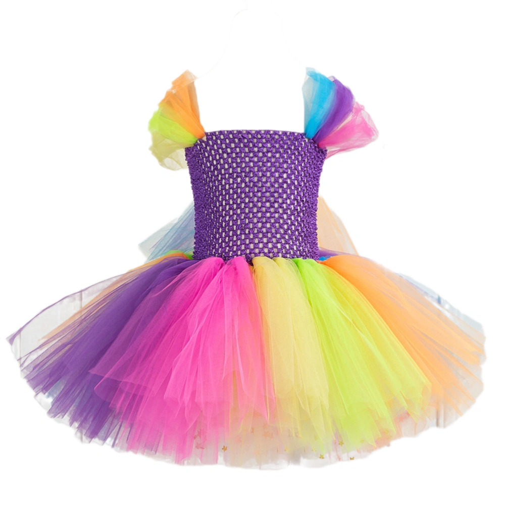 Dress for Baby Girls Colorful Mesh Sleeveless Tulle Summer Dress for Girl - 6-7Y (Purple)