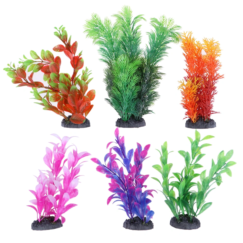 6pcs Aquarium Decorations Ornament Fish Tank Artificial Plastic Water Plants (Random Package)