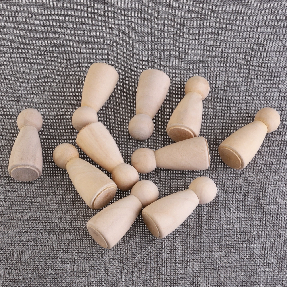 10pcs DIY Plain Blank Wooden Peg Dolls Bride Figures Wedding Cake Toppers