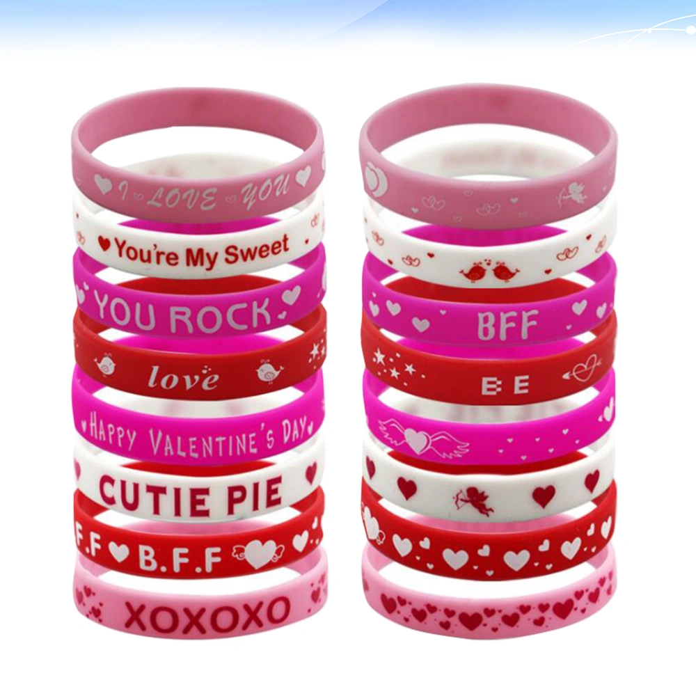 48pcs Valentine's Day Bracelet Wristbands Party Hand Decoration Small Presents Party Supplies for Festival (Random Mixed)