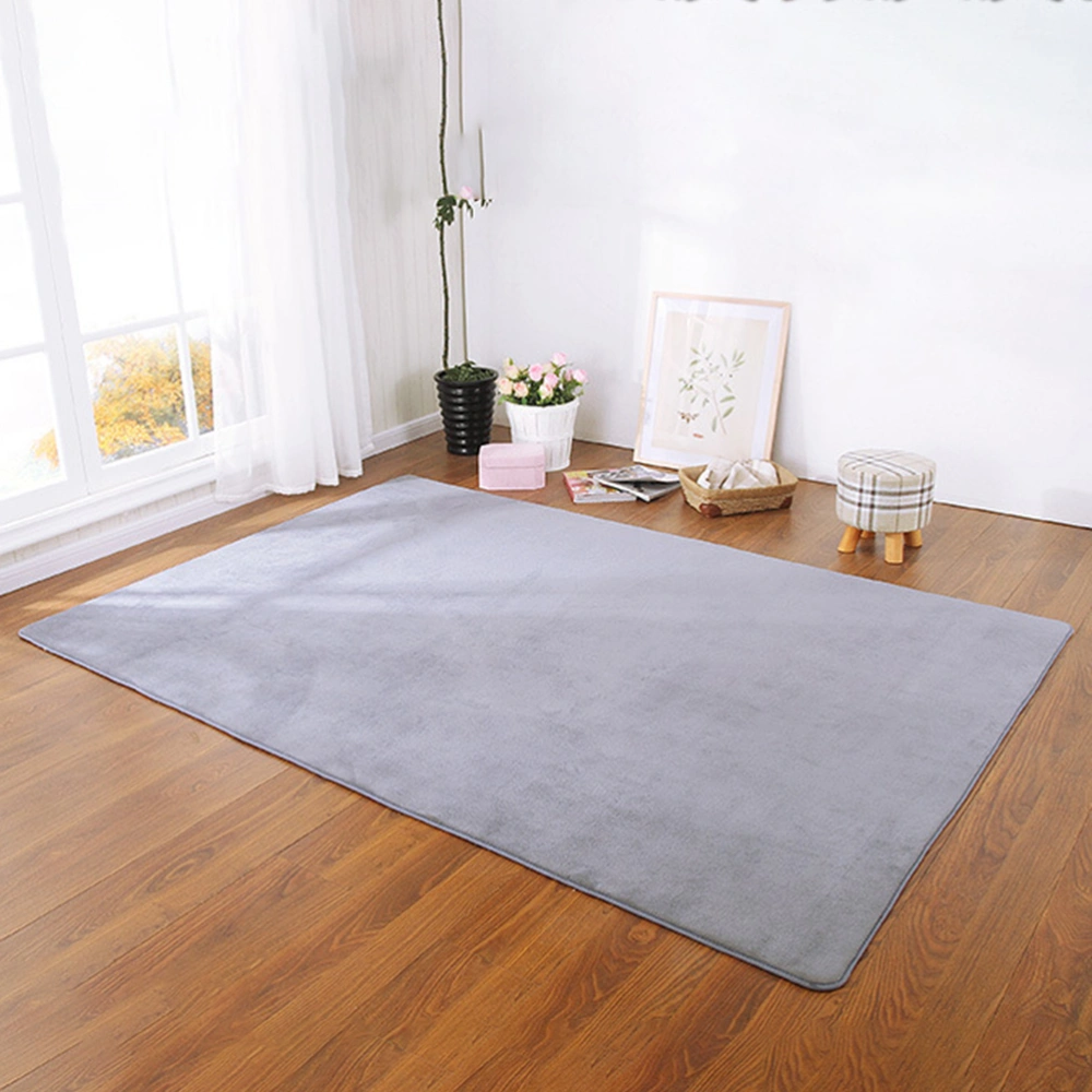 120*160cm Coral Memory Floor Mat Non-Slip Rug Carpet Solid Color Mats for Living Room Bedroom (Grey)