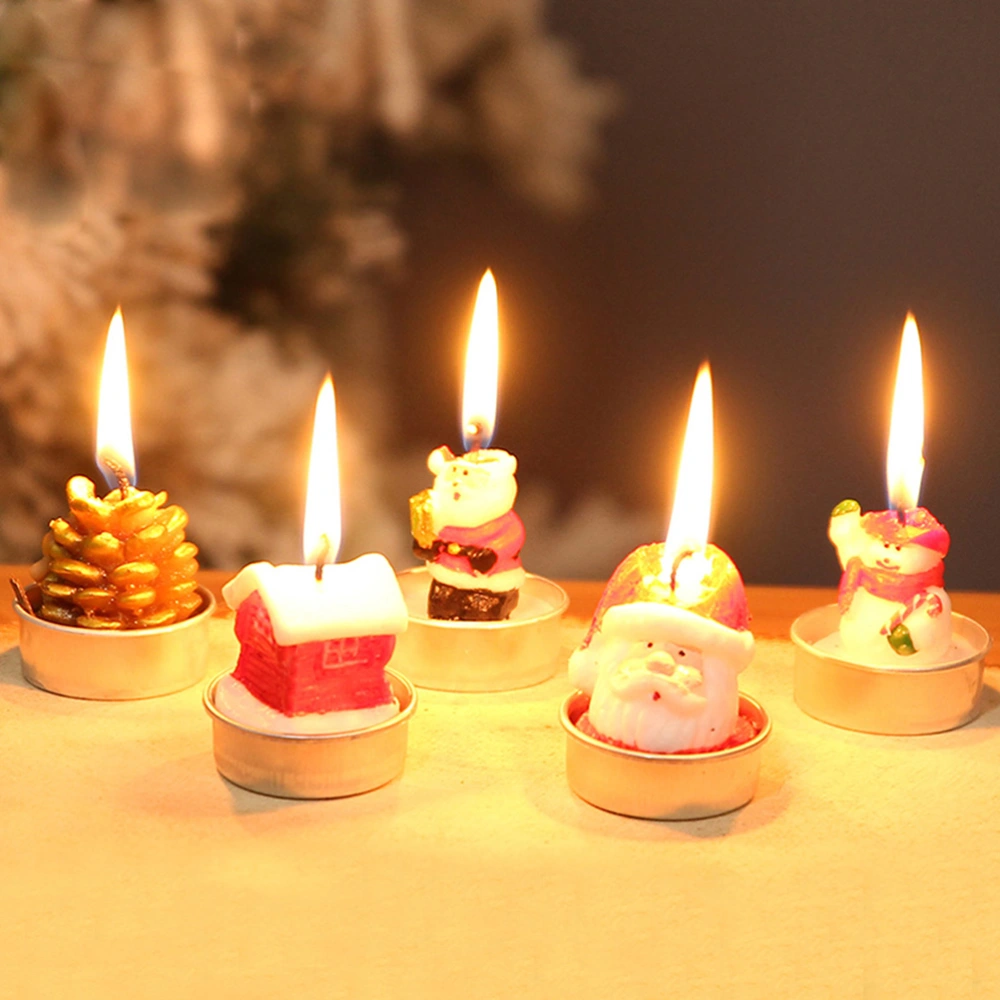 6pcs Christmas Cartoon Tealight Decorative Candles for Bedroom Party (Santa and Gift Box)