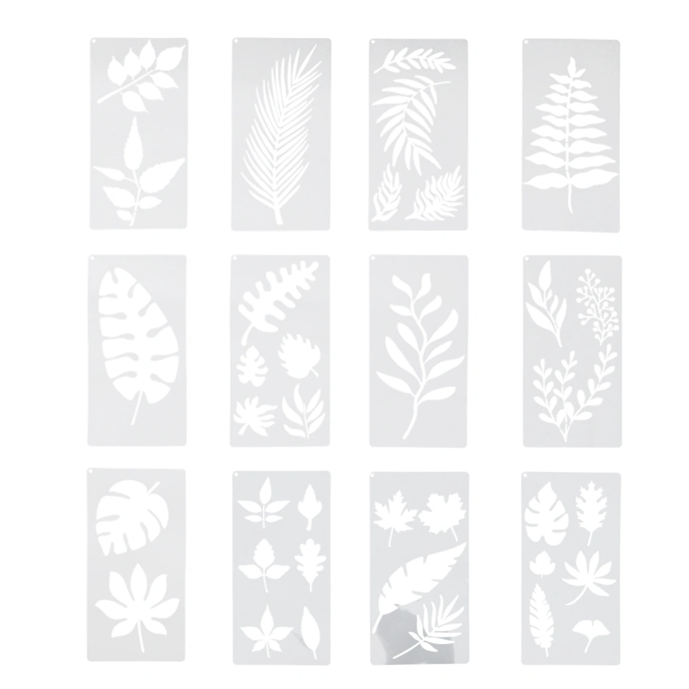 12pcs Kids Drawing Stencils Exquisite Leaves Art Craft Painting Templates