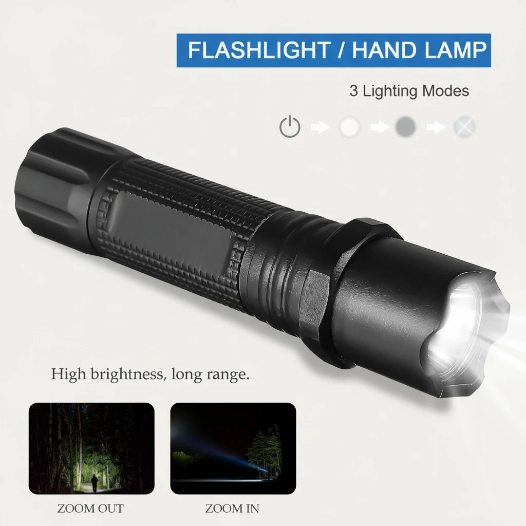2 Pcs Flashlights Portable USB Rechargeable Flashlights Multifunctional Outdoor Lightings