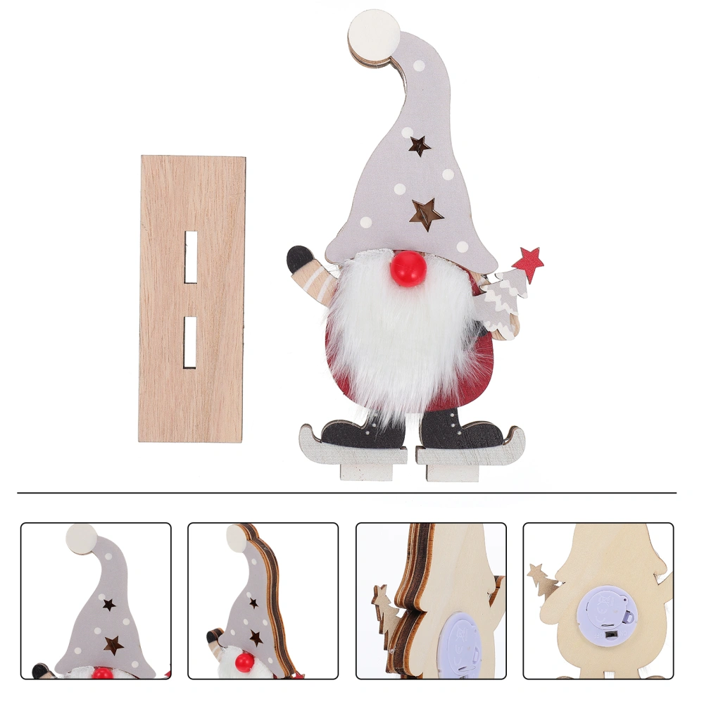 1Pc Christmas Adornment LED Luminous Xmas Faceless Wooden Ornament for Desktop