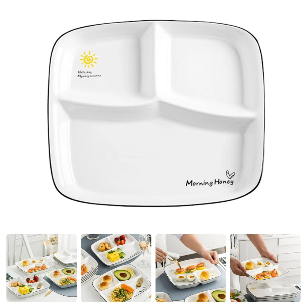 1pc Exquisite Plate Three-compartment Premium Ceramic Breakfast Plate (White)