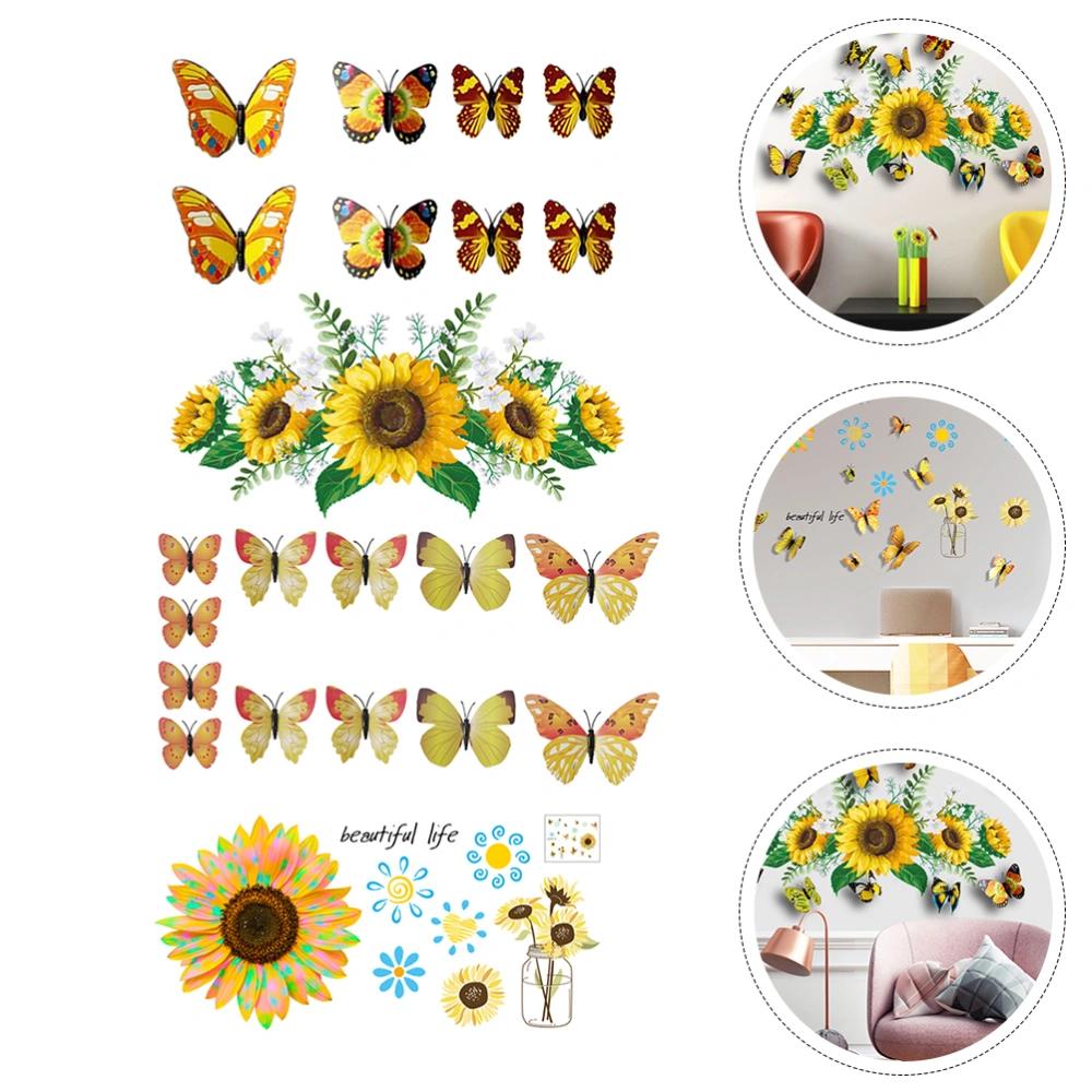 2 Sets Simulated Butterflies Decors 3D Decorative Butterflies Room Wall Decals