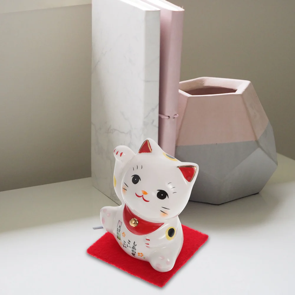 1Pc Adorable Fortune Cat Adornment Ceramic Fortune Cat Ornament Household Decor