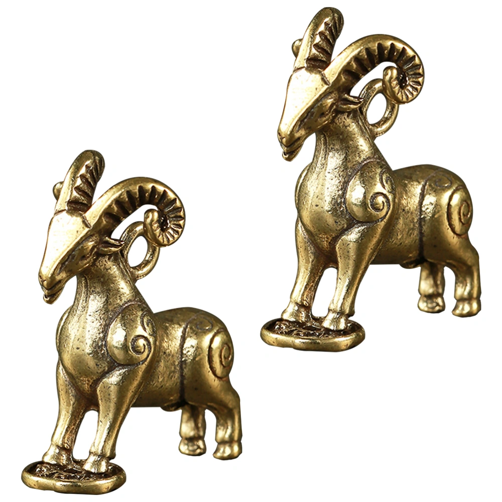 2pcs Creative Brass Craft Sheep Adornment Brass Pendants DIY Craft Pendants