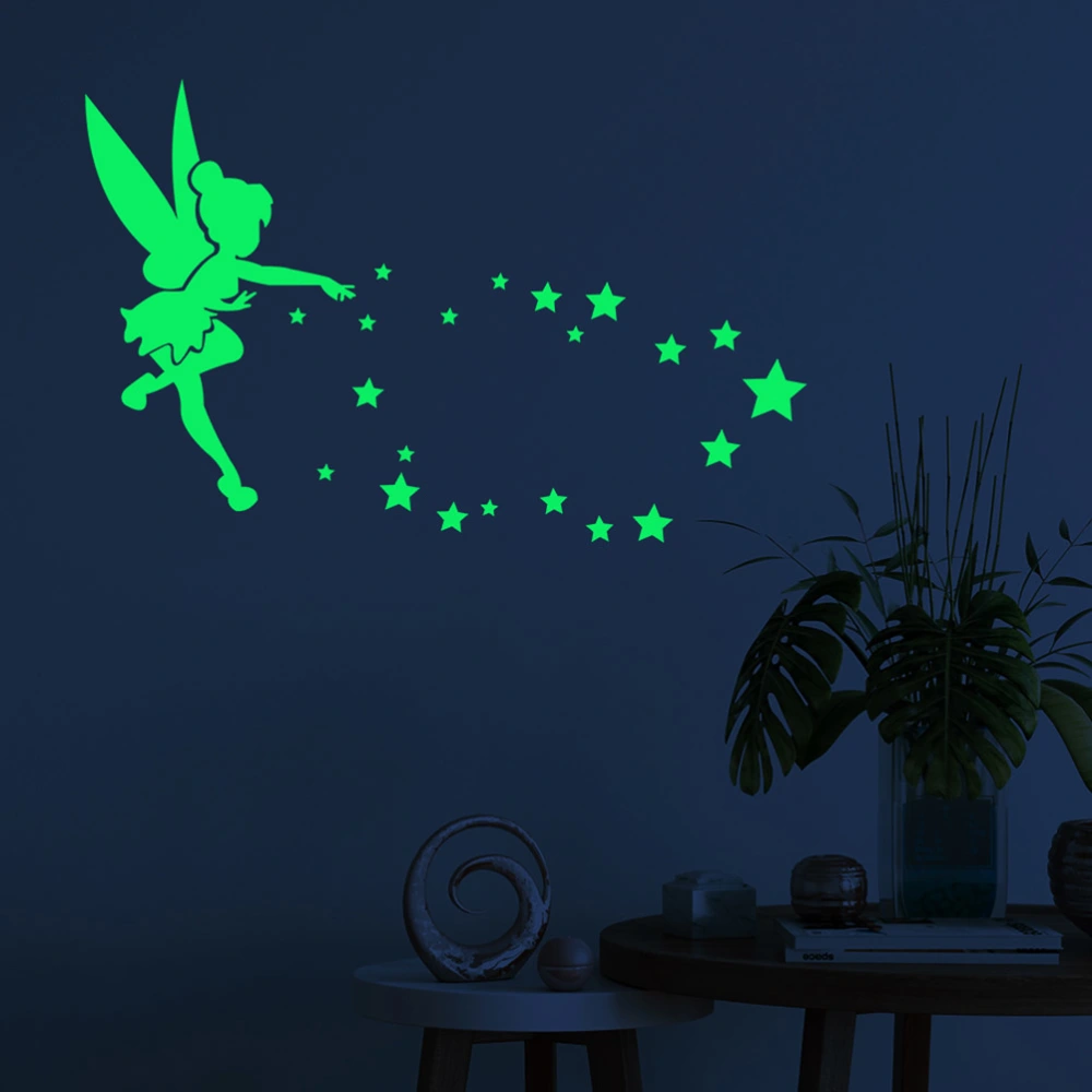 Luminous Stickers Angel Stars Girl Pattern Creative Carved Fluorescent Stickr Holiday Festival Lovely Wall Decal