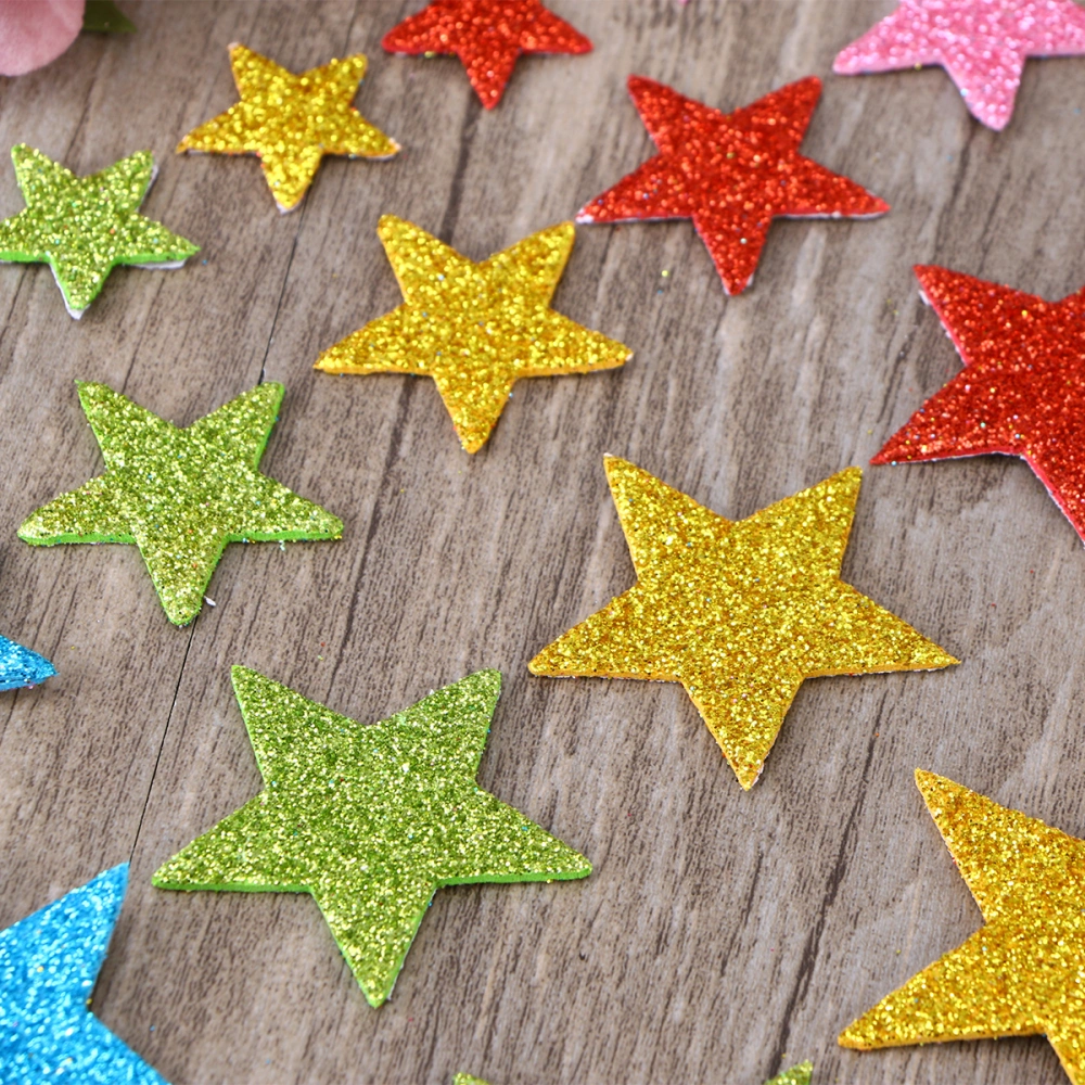 150pcs/Pack Pasters Glittering Star Shape Self-adhesive Stickers Kid's Craft Embellishments for Decorating Scrapbooking Making (5 Mixed Colors and Sizes)