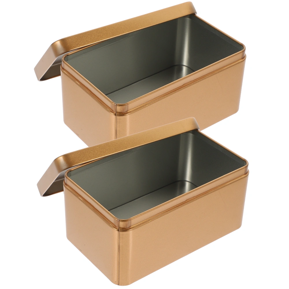 2Pcs Household Tea Box Bulk Tea Packaging Box Rectangular Tinplate Storage Box