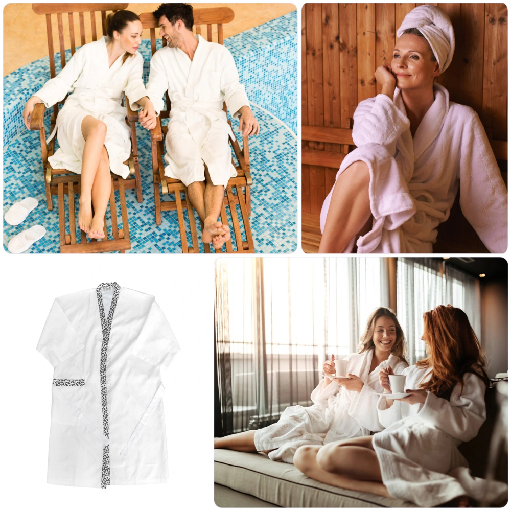 1PC Fashion Kimono Robe Bathrobe Nightgown White Robe for Home Spa Beauty Parlor Hair Salon Customer Service