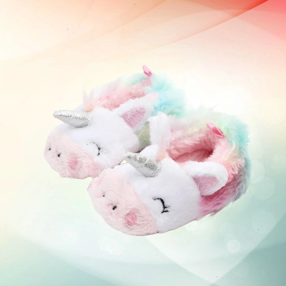 Baby Indoor Warm Cotton Shoes Autumn Winter Toddler Shoes for Babies Aged from 0 to 1 Years Old (Colorful Unicorn 10cm)