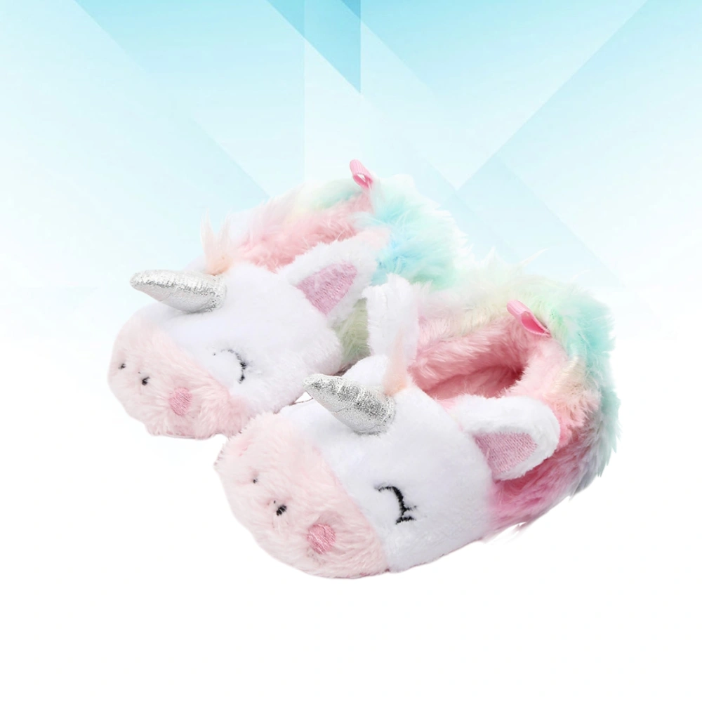 Baby Indoor Warm Cotton Shoes Autumn Winter Toddler Shoes for Babies Aged from 0 to 1 Years Old (Colorful Unicorn 10cm)