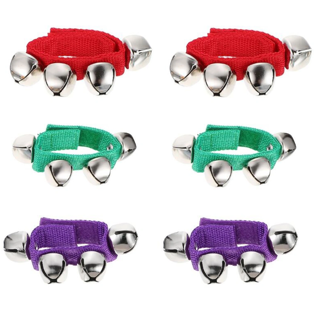 6Pcs Wrist Band Jingle Bells Musical Instrument Rhythm Bracelet Random Color