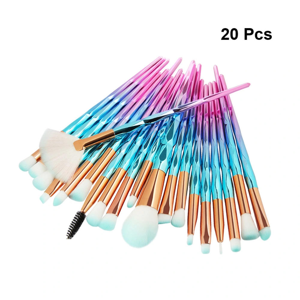 20Pcs Unicorn Design Cosmetic Brushes Set Long Handle Brushes Bristle Brushes Kit Eye Makeup Brushes Beauty Tools Accessories