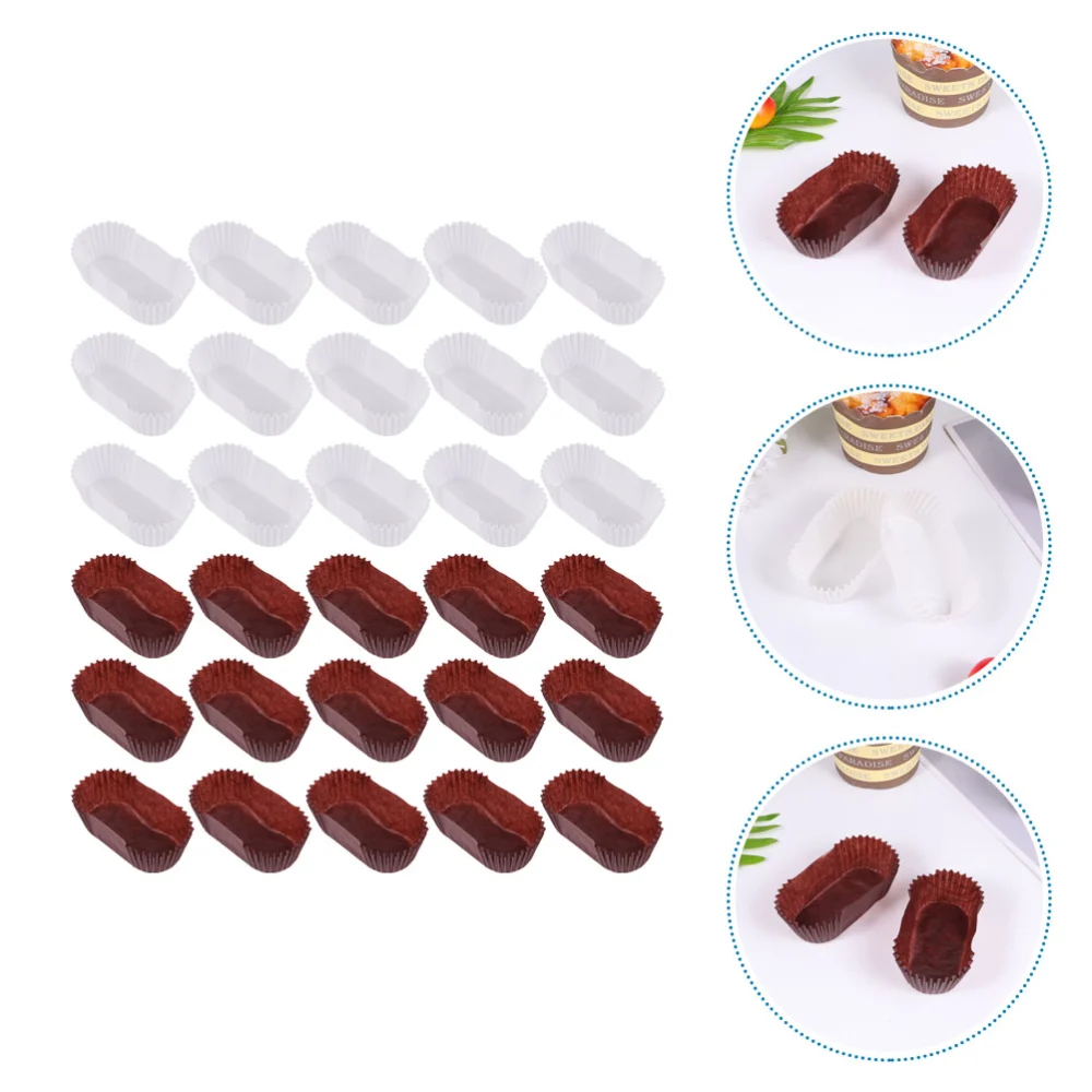 2000Pcs Oval Cake Paper Trays Boat Shape Paper Cake Cups High Temperature Cake Cups