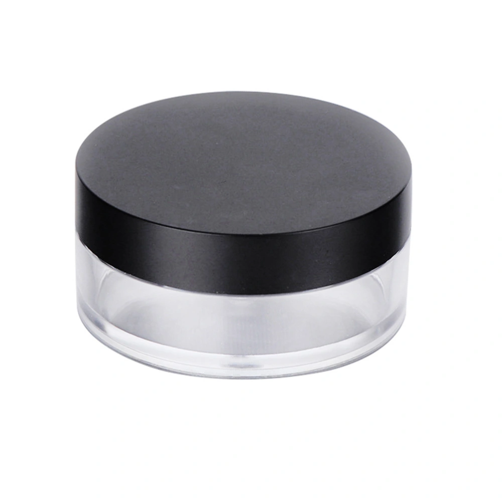 2pcs 10g Empty Powder Case Round Elastic Mesh Loose Powder Container Makeup Case with Powder Puff (Black)