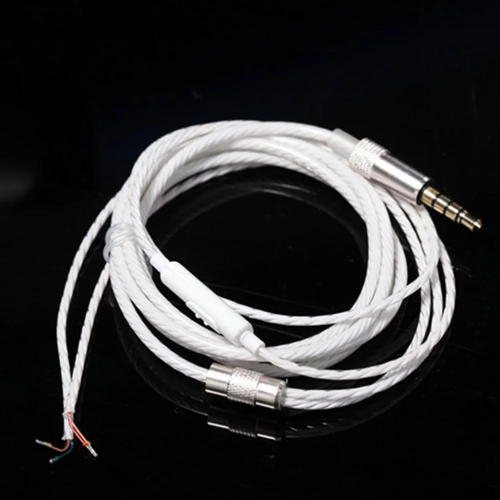 1pc DIY Earphone Repair Wire LC-OFC Anoxic Copper Wire with Microphone 20 Cores (White)