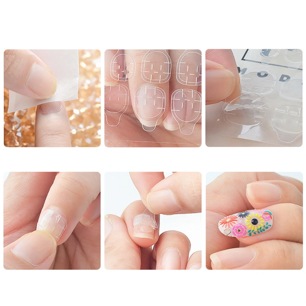 16sheets/pack 24pcs/sheet Nail Art Glue Sticker Double-sided False Nail Tips Environmentally Friendly Transparent Nail Glue