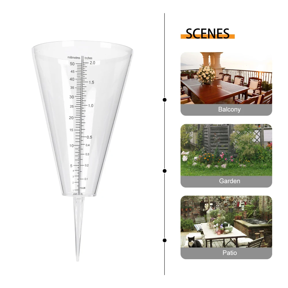 1pc Cone Shaped Rain Gauge Plug Measuring Cup Transparent Rainfall Gauge