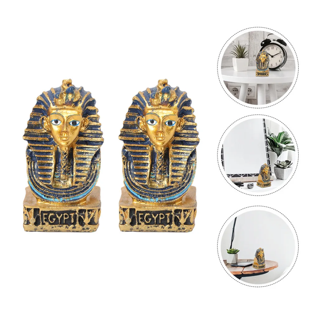 2pcs Egyptian Tutankhamun Pharaoh Adornment Resin Crafts Home Decoration