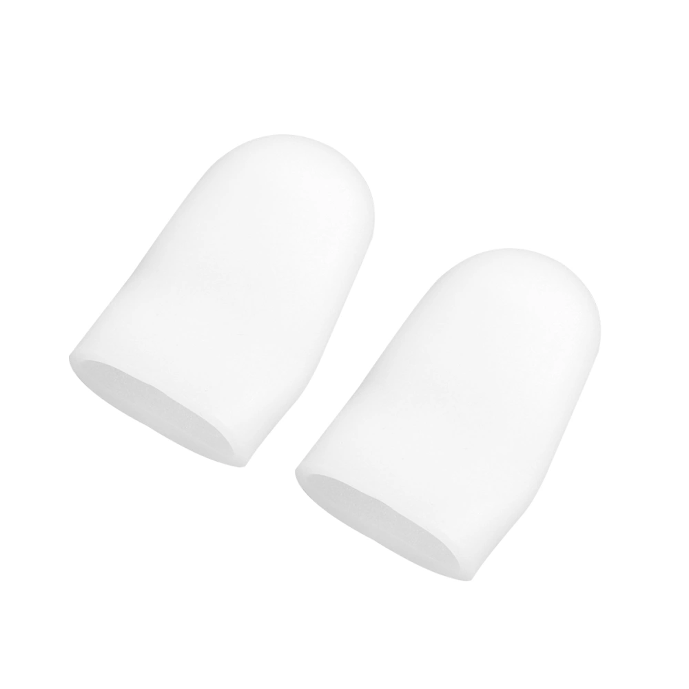 2 PC Silicone Gel Finger Protector Sleeves Separators Protector for Protect Cracked Skin/ Blisters/ Callus (White)