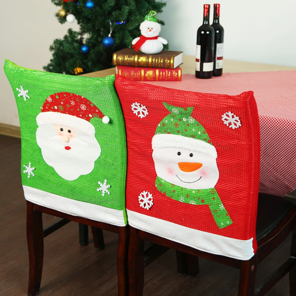 2 Pcs 55x45cm Christmas Santa Claus Shaped Cloth Chair Cover Cartoon Dust-proof Practical Seat Cover Chair Protector for Home Restaurant (Red)