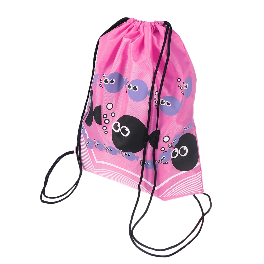 Waterproof Drawstring Backpack Sack Bag for Kid Teenager (Fish Pink)