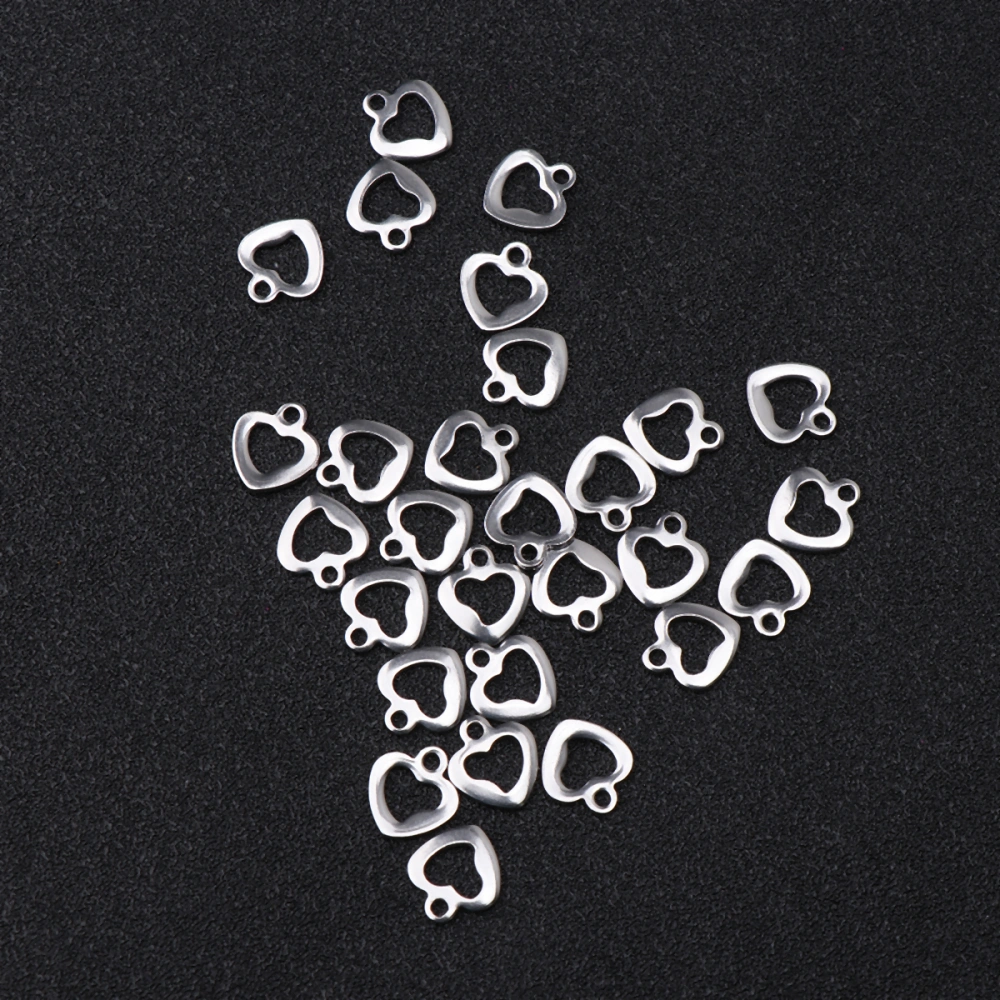 50pcs Heart Pendants DIY Charms Stainless Steel Pendants Jewelry Making Accessory for Bracelet Crafts Random Pattern