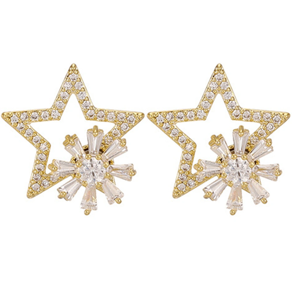 1 Pair Ear Studs Shiny Star Earrings Girls Ear Jewelries Creative Earrings Decor