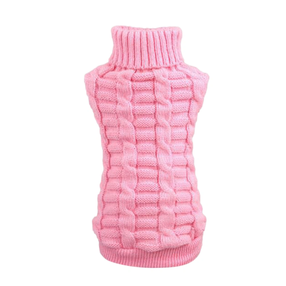 Warm Autumn Winter Pet Costume Solid Color Sweater Clothes for Puppy Dog (Light Pink Size L)