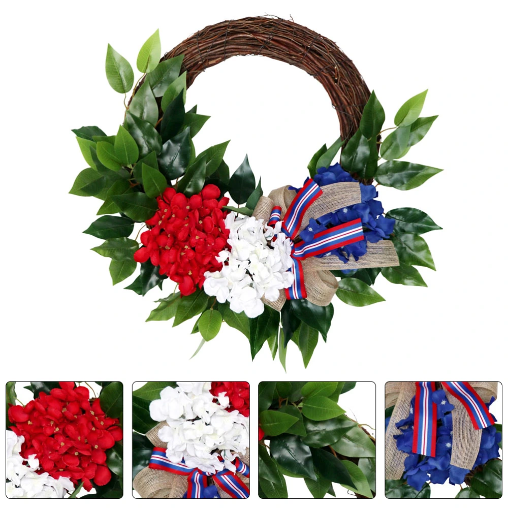 1Pc Independence Day Wreath  Imitation Hydrangea Wreath Festival Ornament