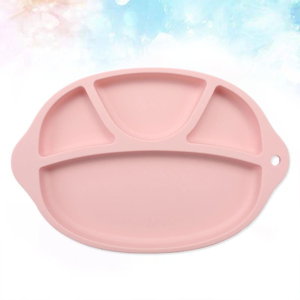 Food Grade Silicone Dining Tray One-piece Tableware Non-slip Baby Feeding Bowl for Toddler Kids (Pink)