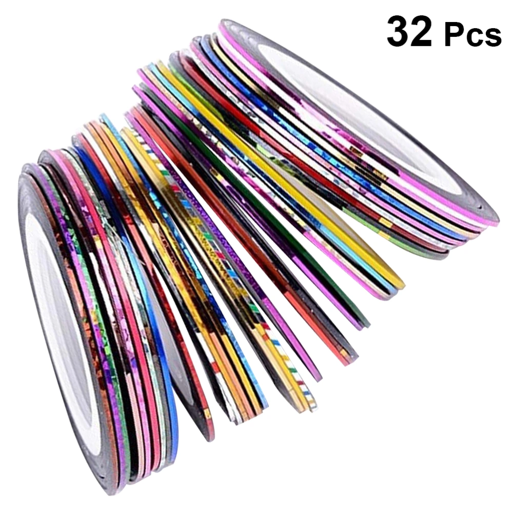 1 Set of Nail Art Line Nail Sticker Tape Nail Decals Set Manicure DIY Tool for Women Lady 32 Colors