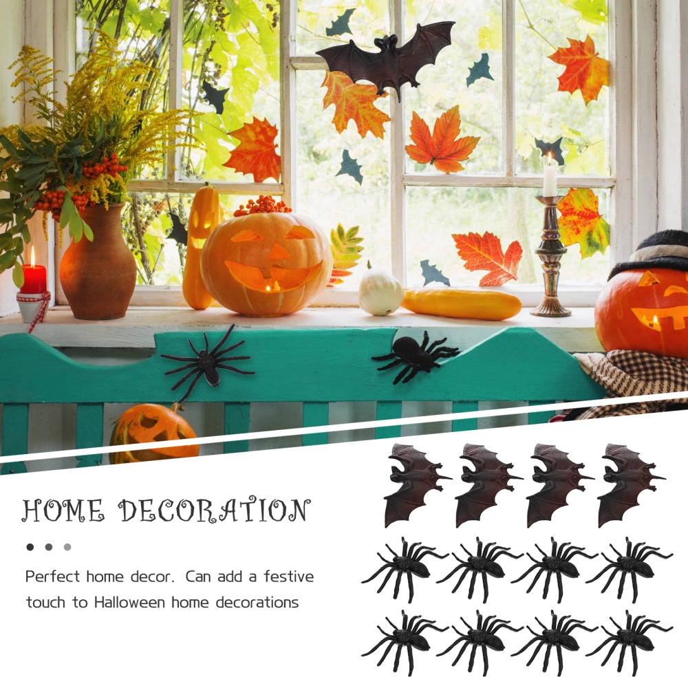 1 Set Halloween Spiders and Bats Decorations Realistic Bats Fake Spiders