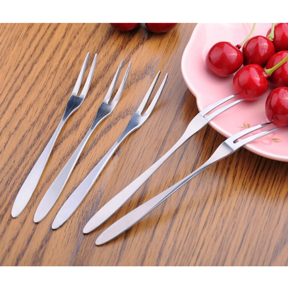 6PCS Stainless Steel Forks Stainless Steel Two Prong Forks Dessert Fruit Forks Party Tableware