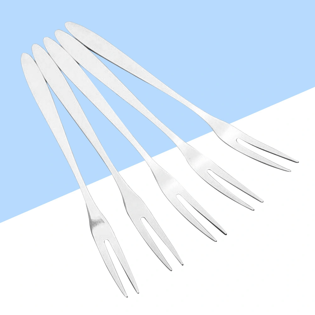 6PCS Stainless Steel Forks Stainless Steel Two Prong Forks Dessert Fruit Forks Party Tableware